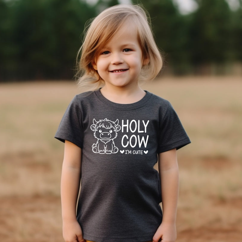 Holy Cow I'm Cute (Toddler)- Single Color (white)- 7" wide Plastisol Screen Print Transfer