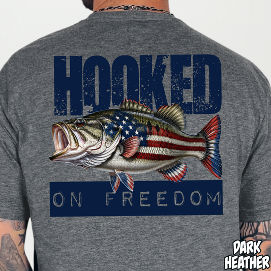 Hooked on Freedom Bass- Full Color DTF Transfer
