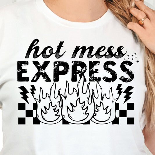 Hot Mess Express- Single Color (black)- 11.5” wide Single Color Transfer