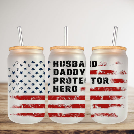 Husband Daddy Protector Hero UV DTF- 16oz Cup Wrap