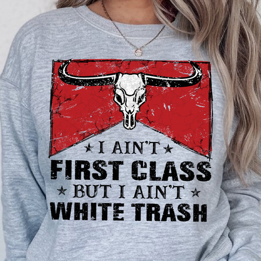 I Ain't First Class but I Ain't White Trash- 11" wide DTF Transfer