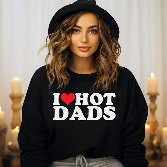 I Love Hot Dads *full color matte clear film*- 11.5" wide Plastisol Screen Print Transfer