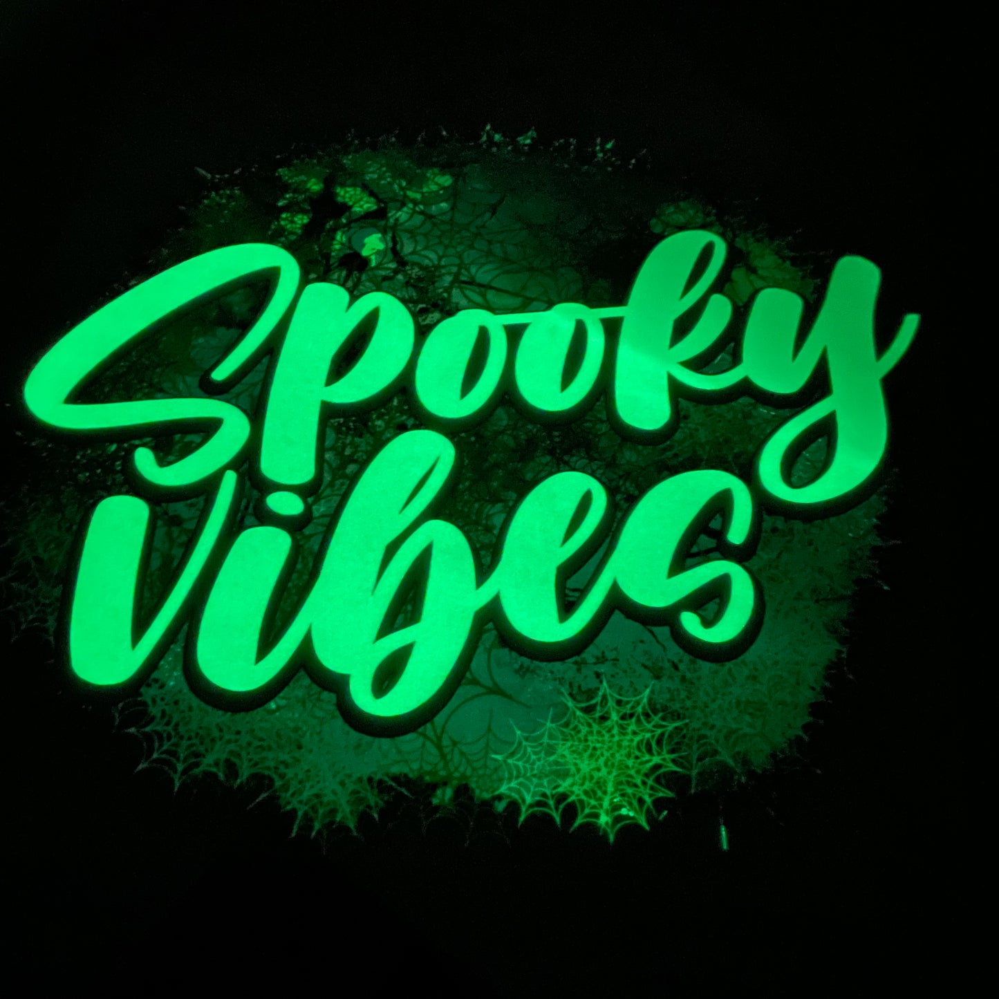 Spooky Vibes- Glow in the Dark *full color matte clear film*- 11.5" wide Plastisol Screen Print Transfer