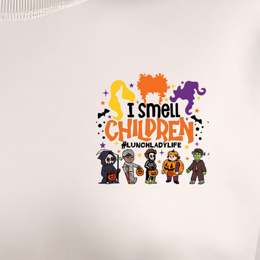 I Smell Children #Lunch Lady Life (pocket)- 3.2” wide DTF Transfer