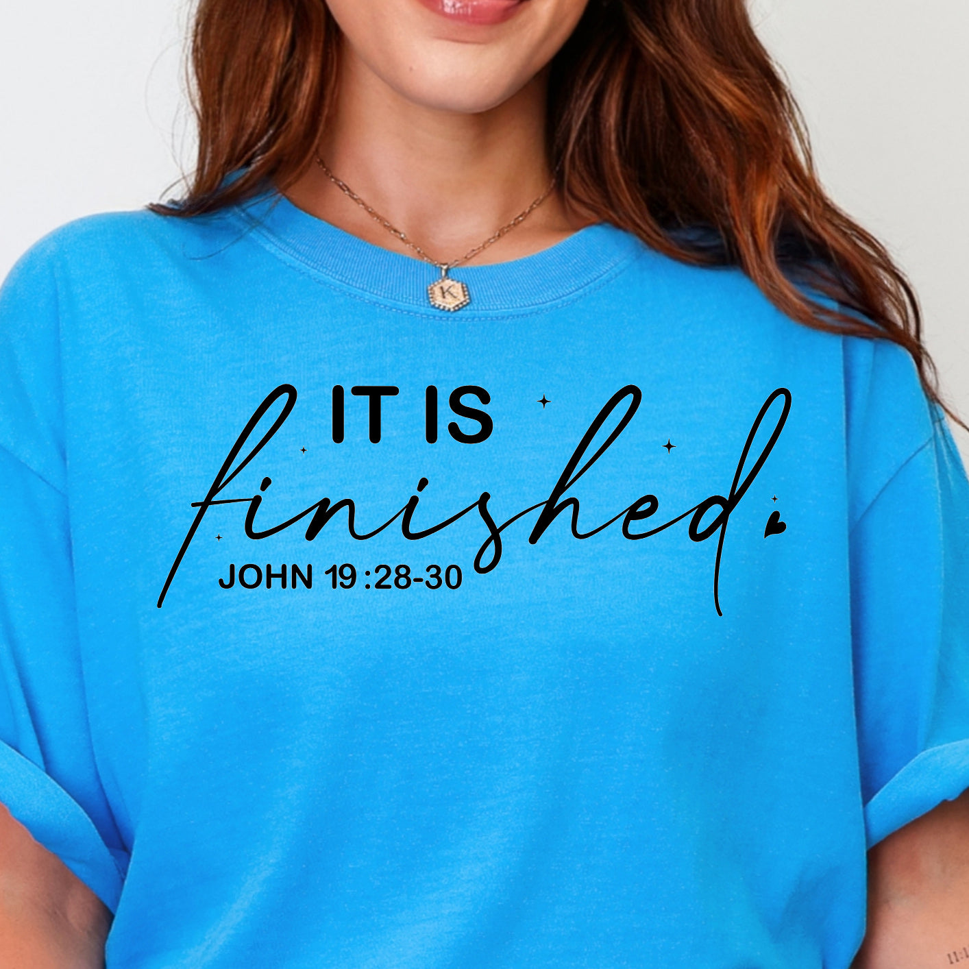 It is Finished- Single Color (black)- 11.5” wide Screen Print Transfer