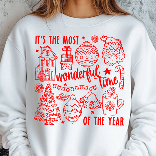 It's the Most Wonderful Time of the Year- Single Color (red)- 11.5” wide Screen Print Transfer