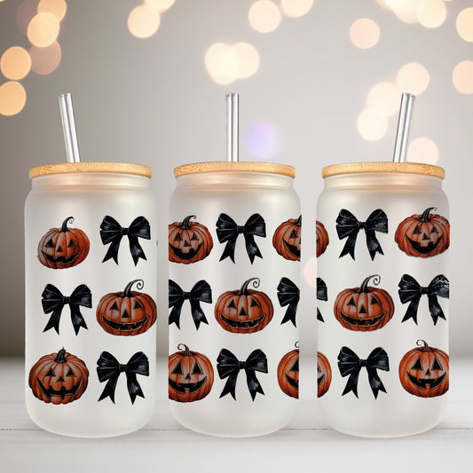 Jack-O-Lantern Coquette UV DTF- 16oz Cup Wrap