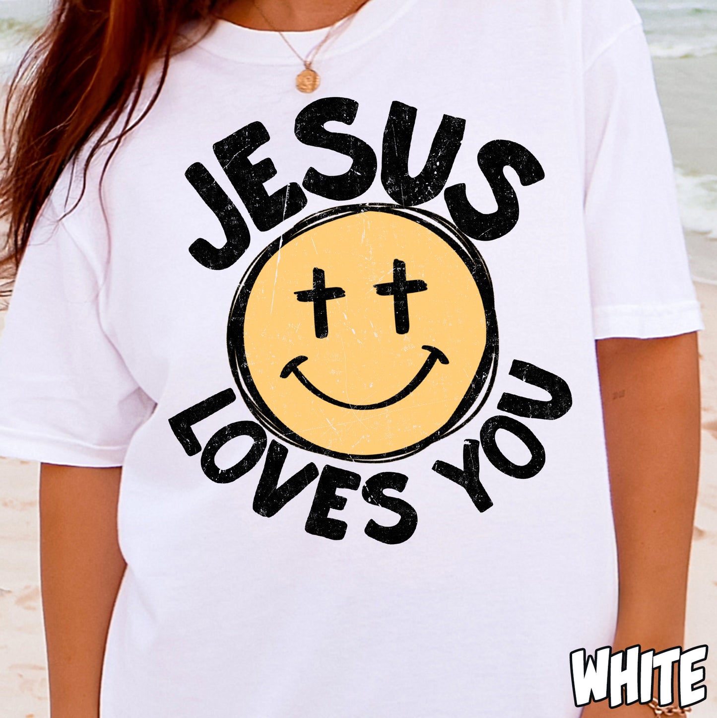 Jesus Loves You Smiley- Full Color DTF Transfer
