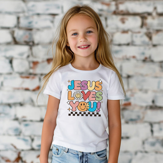 Jesus Loves You (toddler) *full color matte clear film*- 7" wide Plastisol Screen Print Transfer