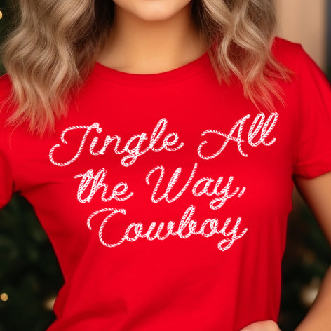 Jingle All the Way, Cowboy- Single Color (white)- 11.5” wide Screen Print Transfer