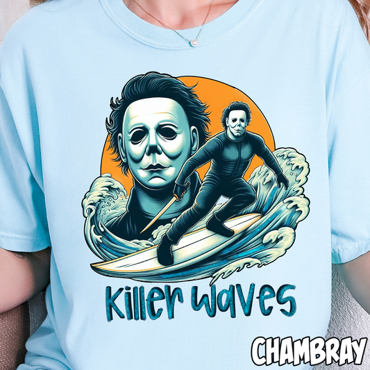 Killer Waves Faux Glitter- Full Color DTF Transfer