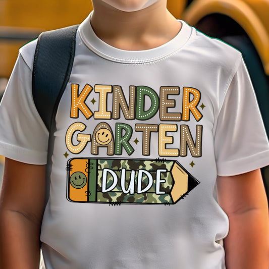 Kindergarten Dude (toddler)- 9" wide DTF Transfer