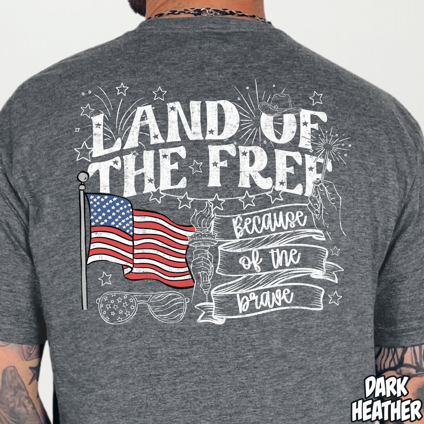 Land of the Free White- Full Color DTF Transfer