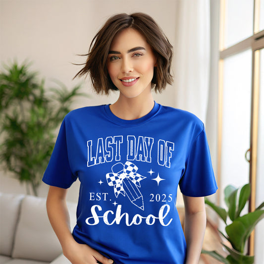 Last Day of School Est. 2025- Single Color (white)- 11.5" wide Plastisol Screen Print Transfer
