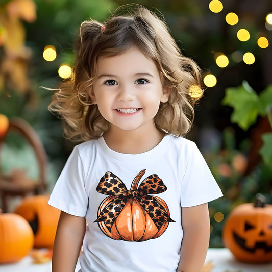 Leopard Pumpkin (toddler)-full color matte clear film- 7" wide Plastisol Screen Print Transfer