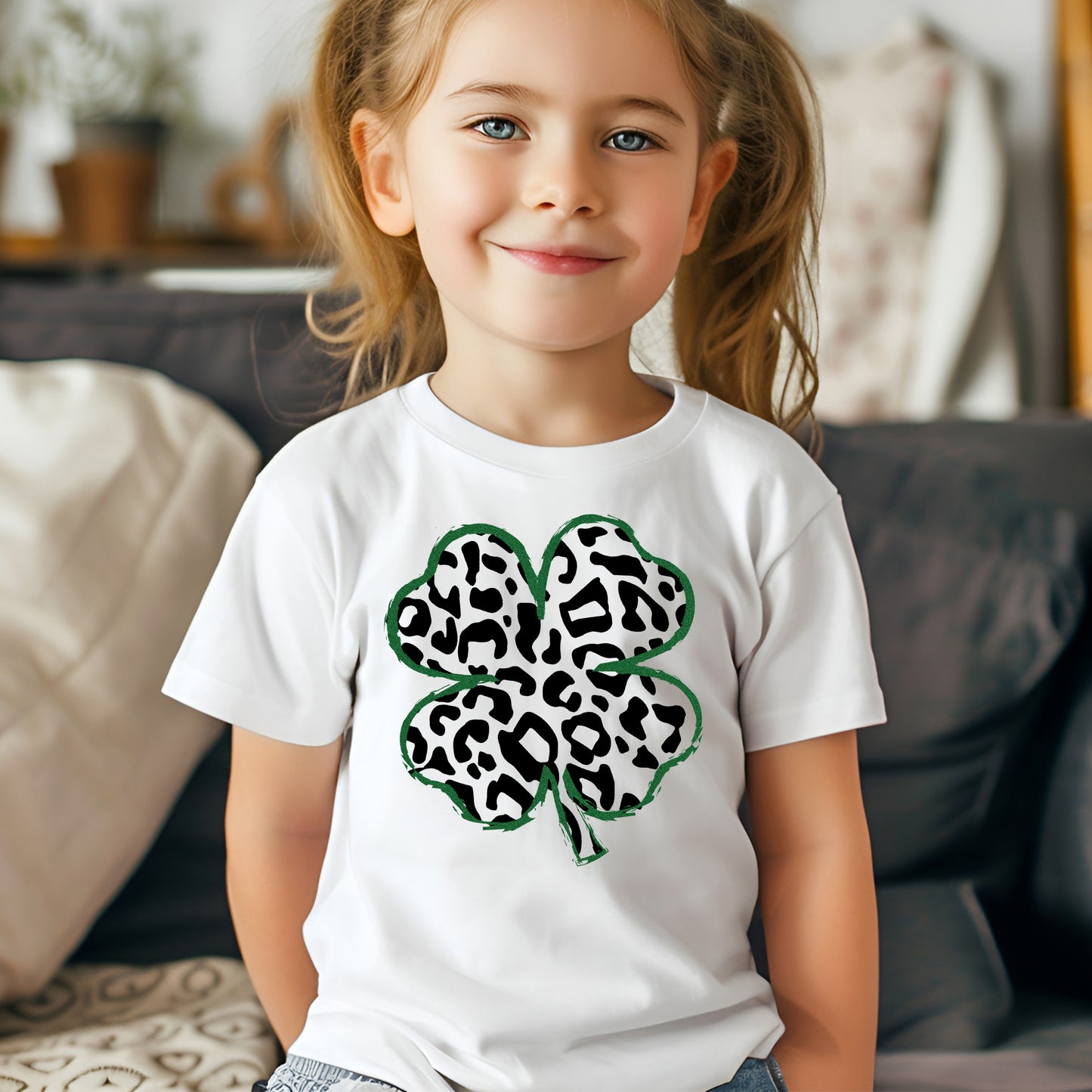 Leopard Shamrock (toddler)- 7" wide DTF Transfer