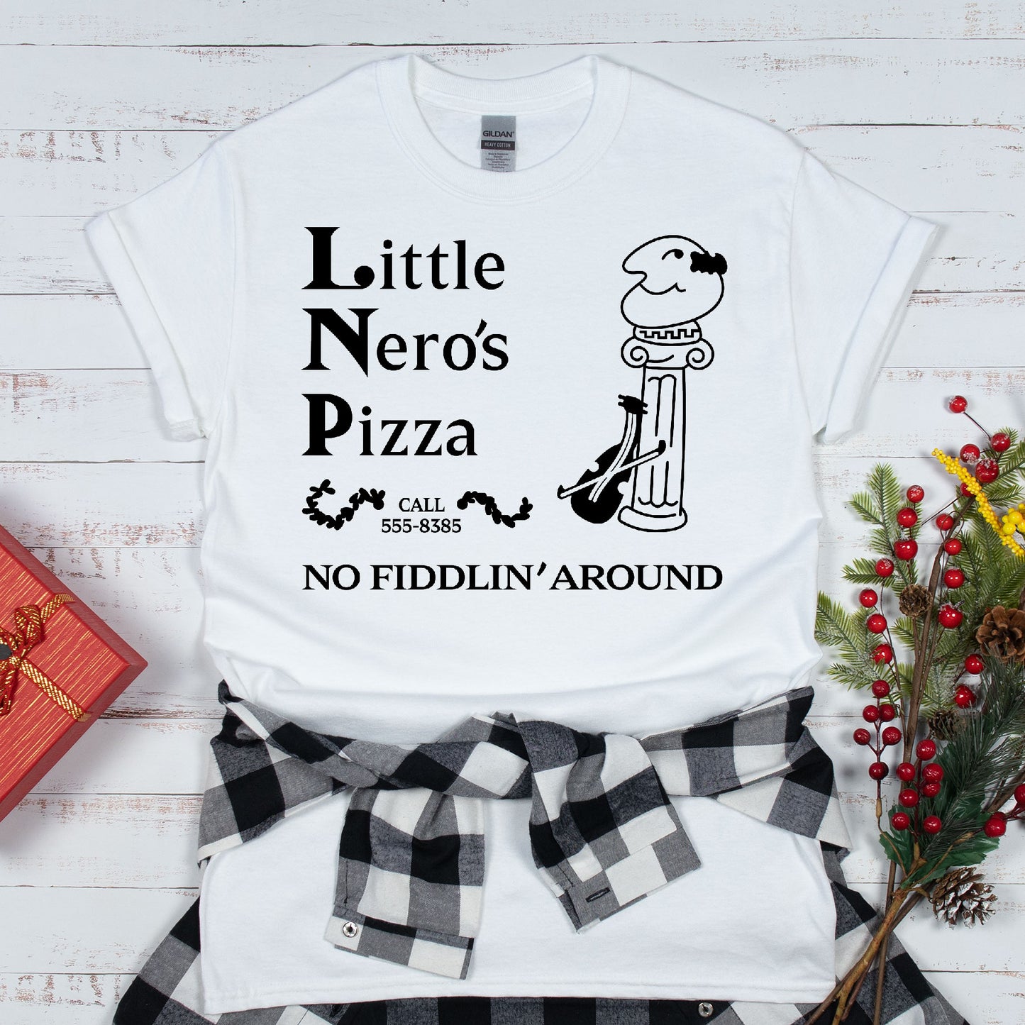 Little Nero's Pizza- Single Color (black)- 11.5" wide Plastisol Screen Print Transfer