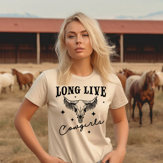 Long Live Cowgirls- Single Color (black)- 11.5" wide Plastisol Screen Print Transfer