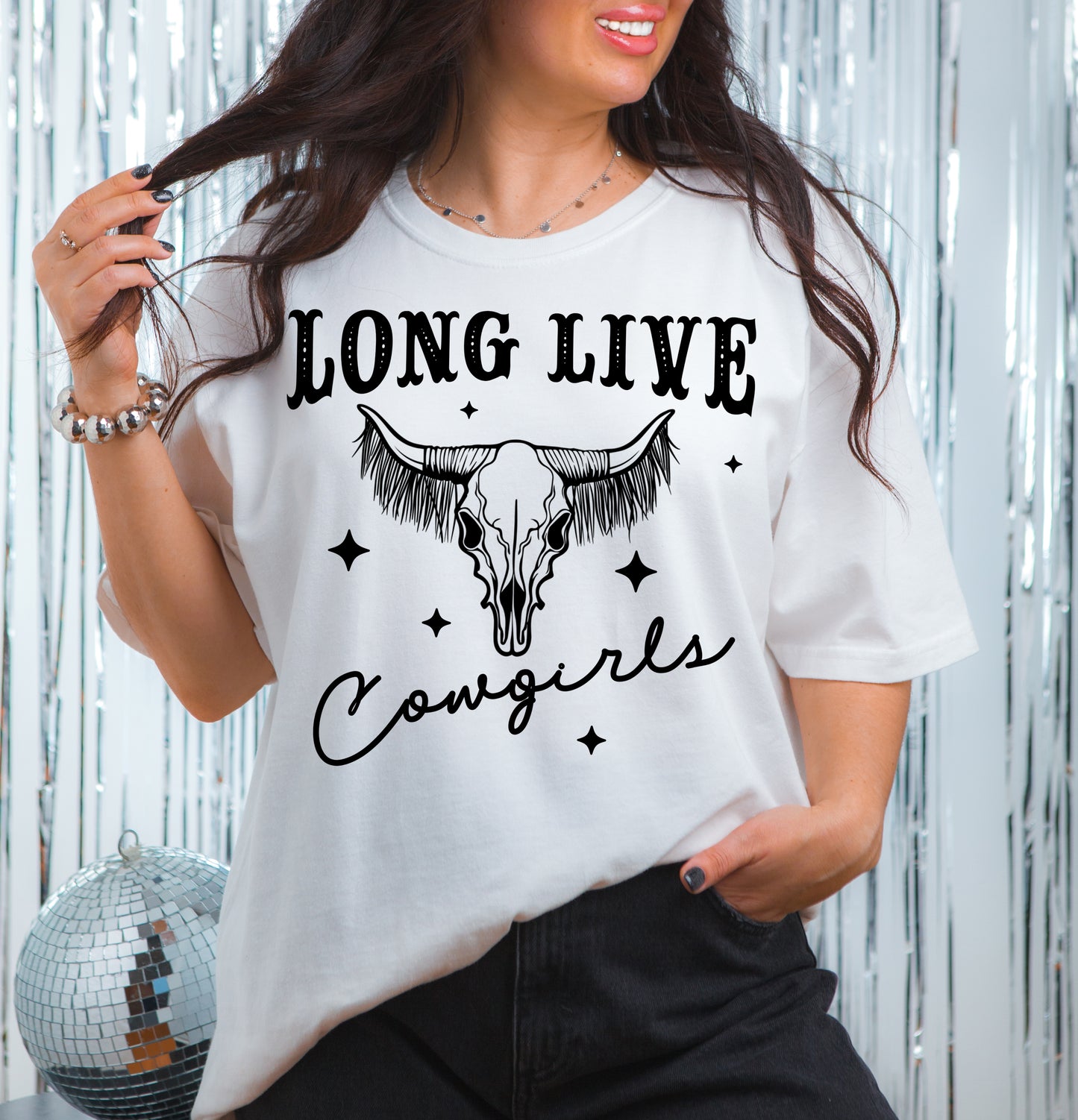 Long Live Cowgirls- Single Color (black)- 11.5" wide Plastisol Screen Print Transfer