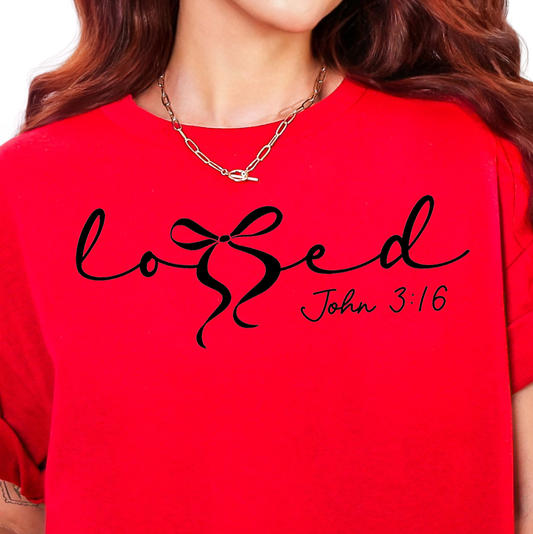 **PREORDER** Loved John 3:16- Single Color (black)- 11.5” wide Screen Print Transfer