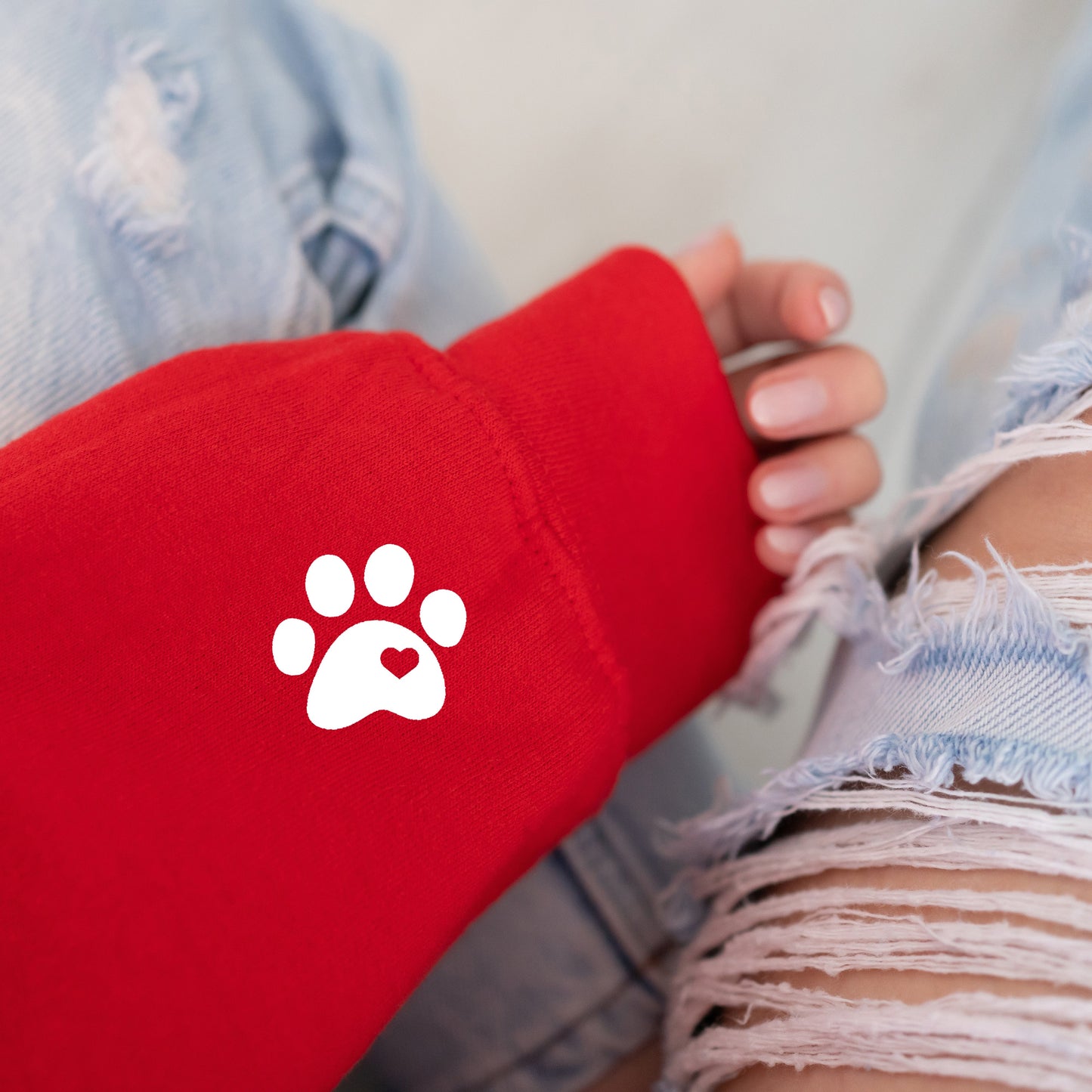 Paw Print Heart (Pocket/Sleeve Design)- (white)- 2" wide Screen Print Transfer