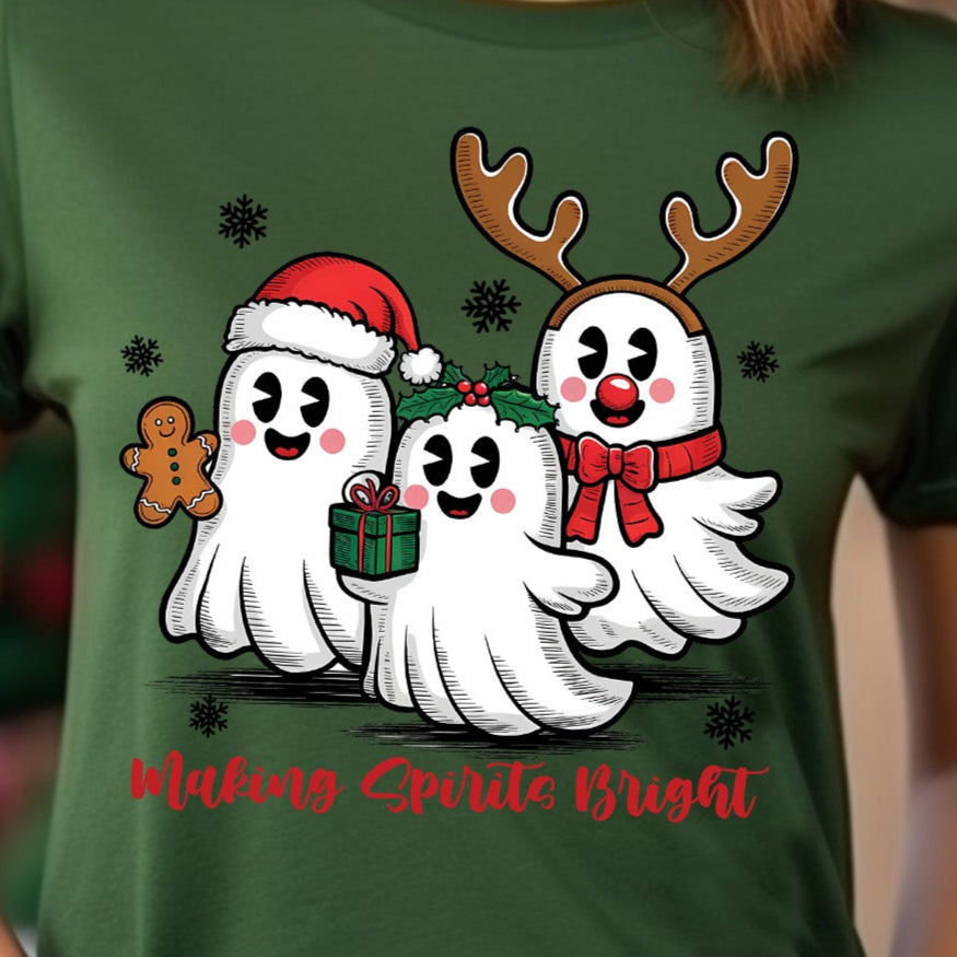 Making Spirits Bright Ghost- 11" wide DTF Transfer