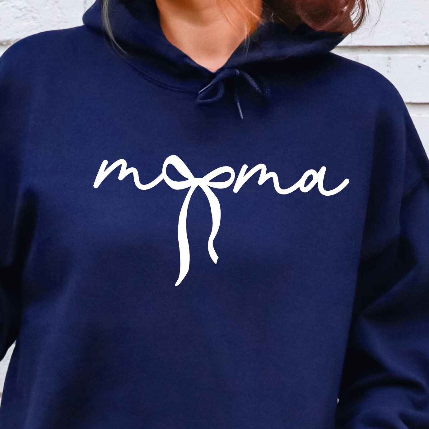 Cute Mama Bow- Single Color (white)- 11.5” wide Screen Print Transfer