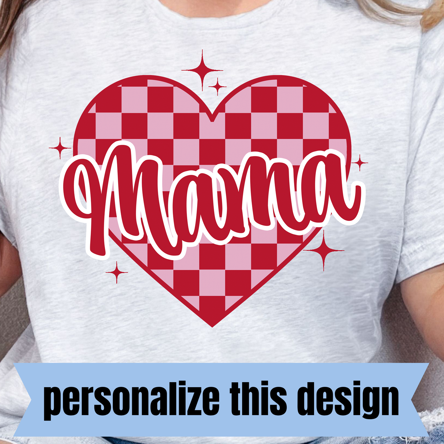 **PERSONALIZED CUSTOM** Custom Checkered Heart- DTF Transfer