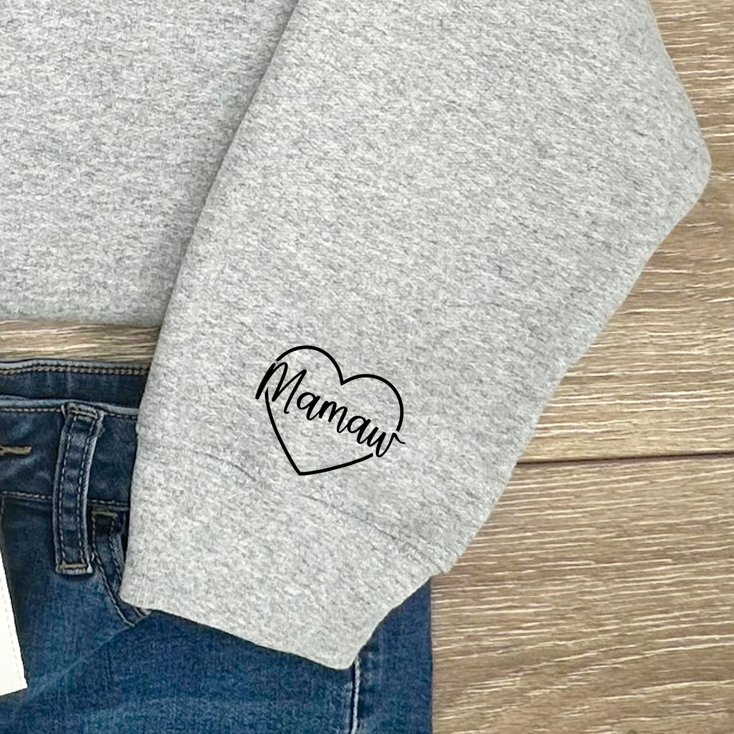 Mamaw Heart (Pocket/Sleeve design)- Single Color (black)- 2" wide Plastisol Screen Print Transfer