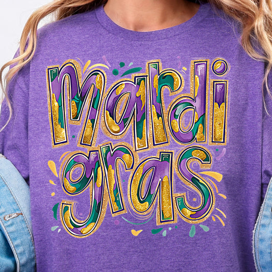 Mardi Gras Brushstroke- Full Color DTF Transfer