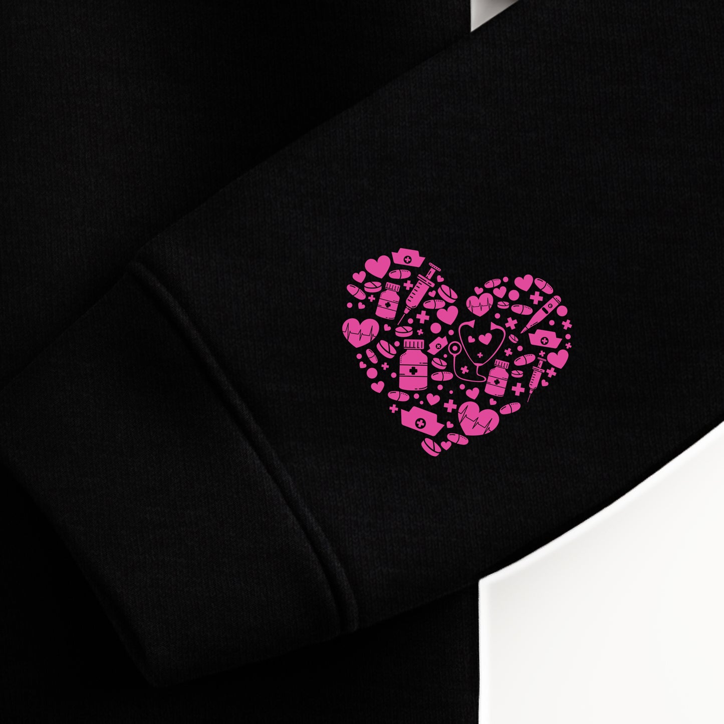 Medical Heart (Pocket/Sleeve)- Single Color (bright pink)- 2" wide Plastisol Screen Print Transfer