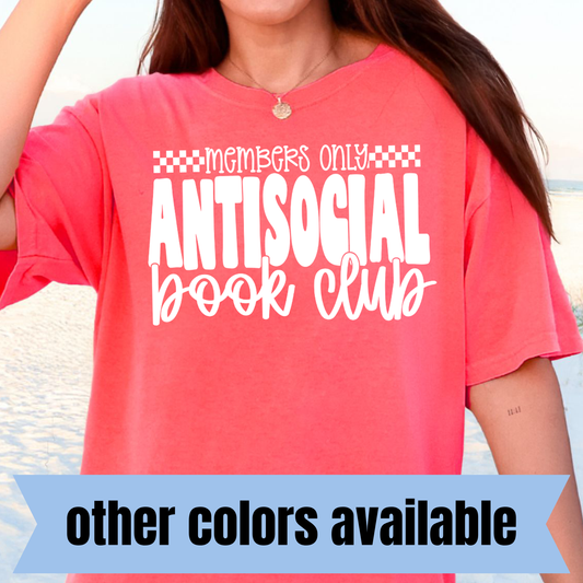 Members Only Anti-Social Book Club- Single Color DTF Transfer
