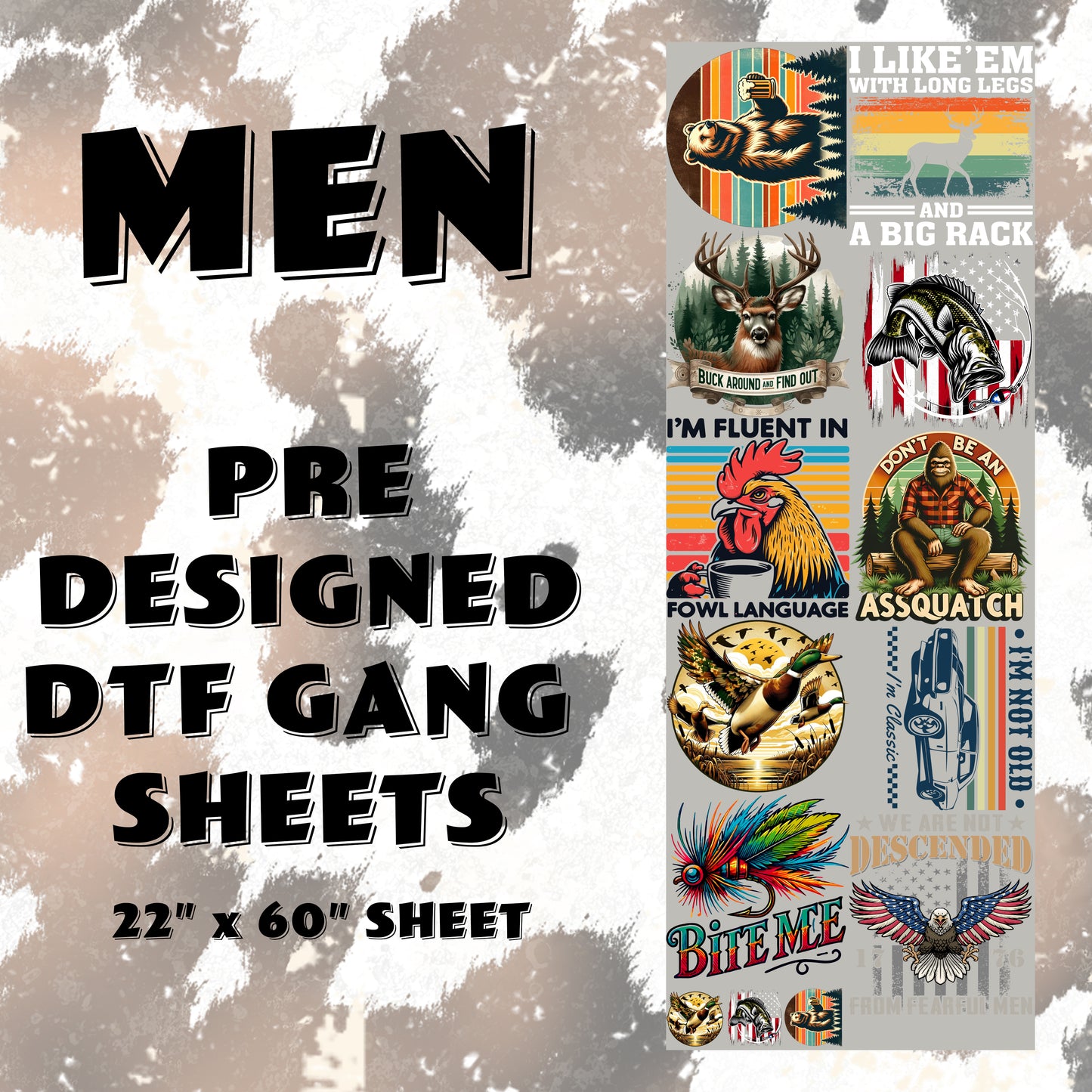 Men- Pre Designed DTF Gang Sheet- 22" x 60"