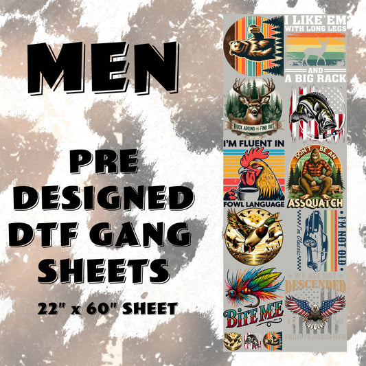 Men- Pre Designed DTF Gang Sheet- 22" x 60"