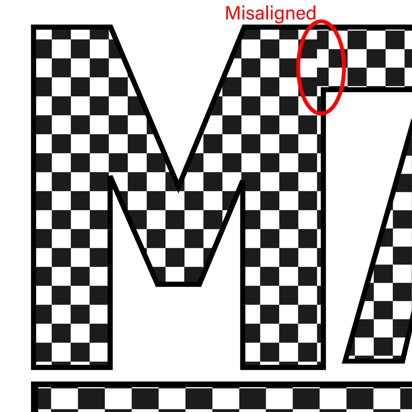 **MISPRINT** Checkered Mini- Single Color (black)- 6.75" wide Plastisol Screen Print Transfer