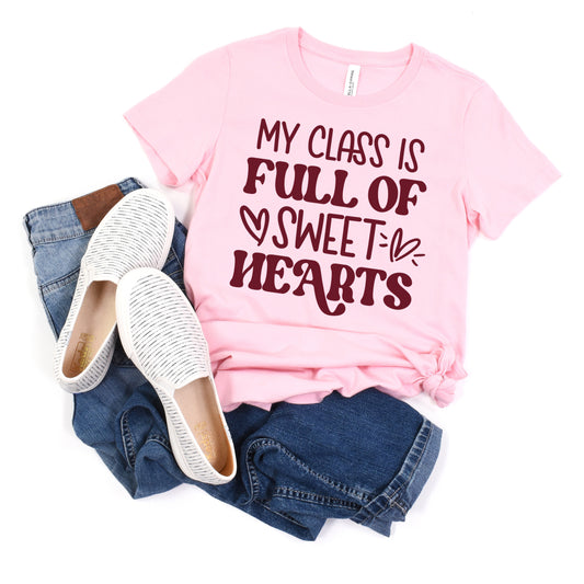 My Class is Full of Sweet Hearts- Single Color (burgundy)- 11" wide Screen Print Transfer