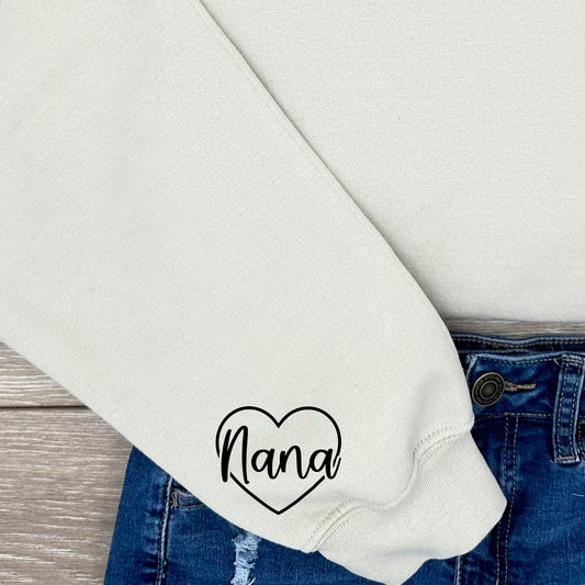 Nana Heart (Pocket/Sleeve design)- Single Color (black)- 2" wide Plastisol Screen Print Transfer