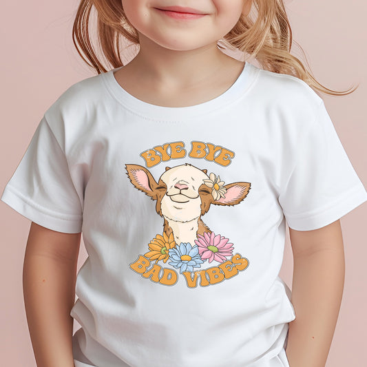 Bye Bye Bad Vibes (Toddler) *full color matte clear film*- 6" wide Plastisol Screen Print Transfer