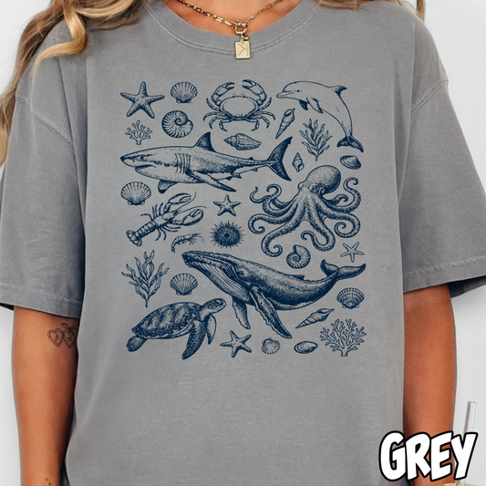 Ocean Life- Single Color DTF Transfer