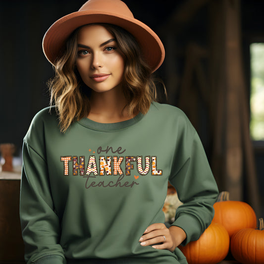 One Thankful Teacher *full color matte clear film*- 11.5" wide Plastisol Screen Print Transfer