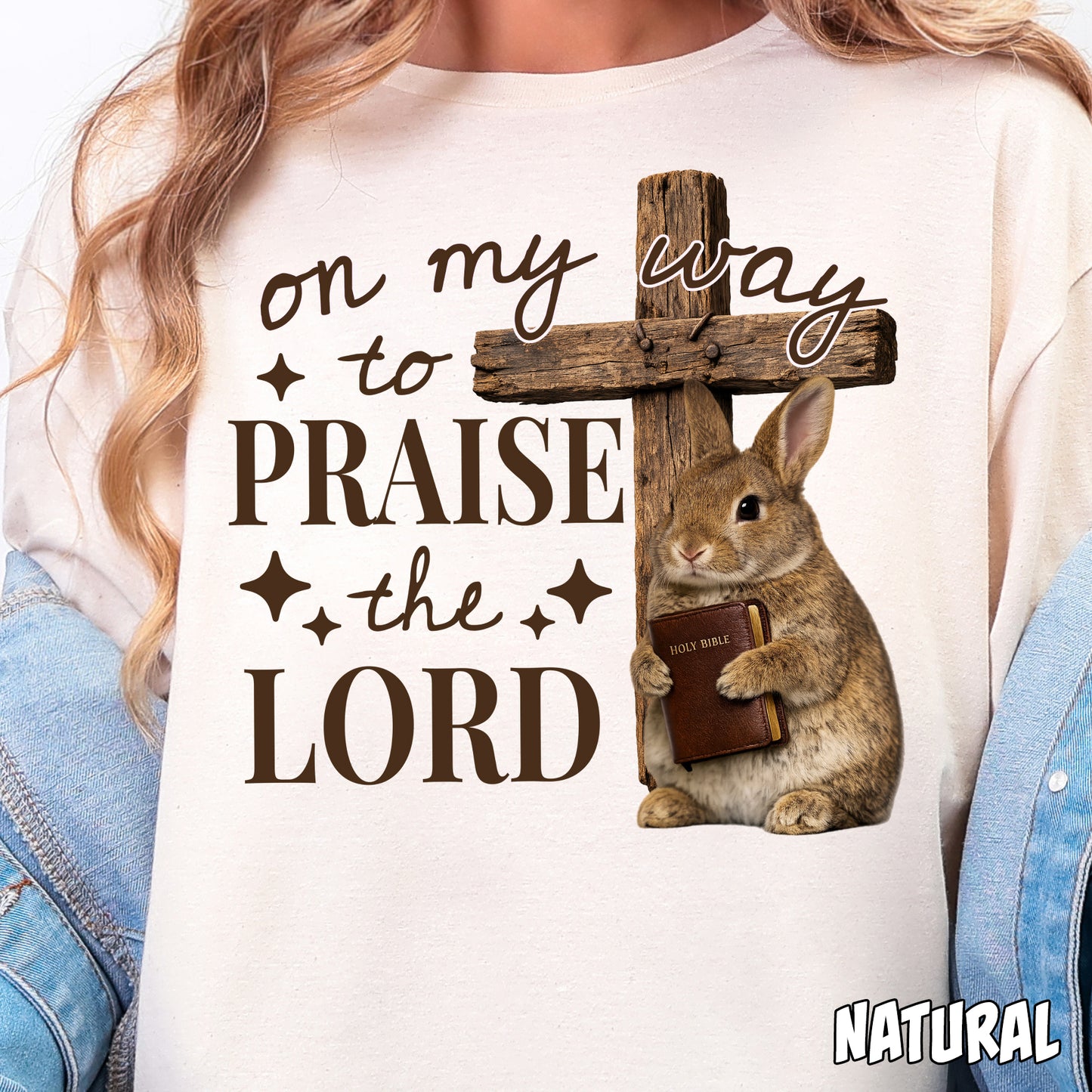 On My Way to Praise the Lord Bunny-Full Color DTF Transfer