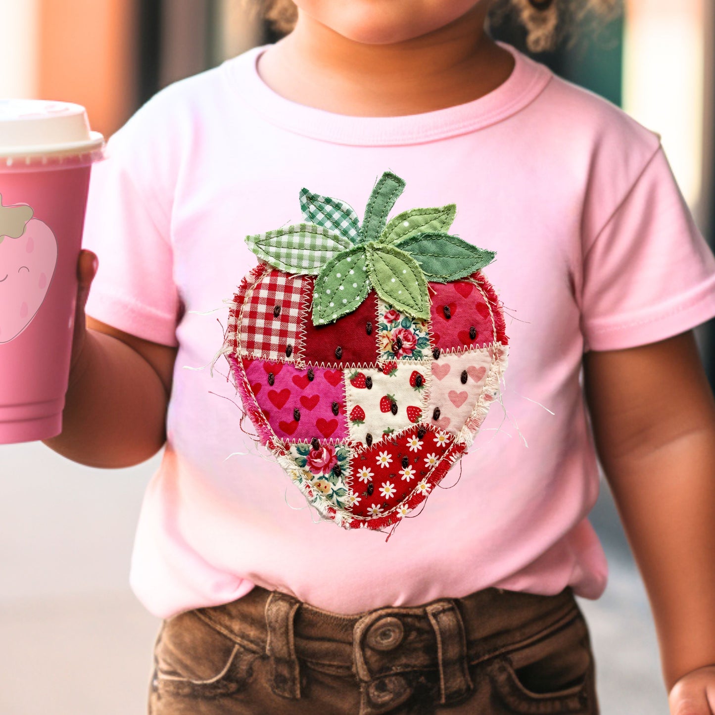 Patchwork Strawberry-Full Color DTF Transfer