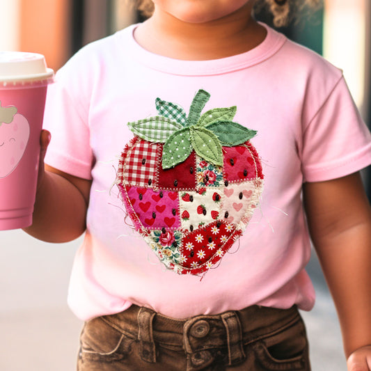 Patchwork Strawberry-Full Color DTF Transfer