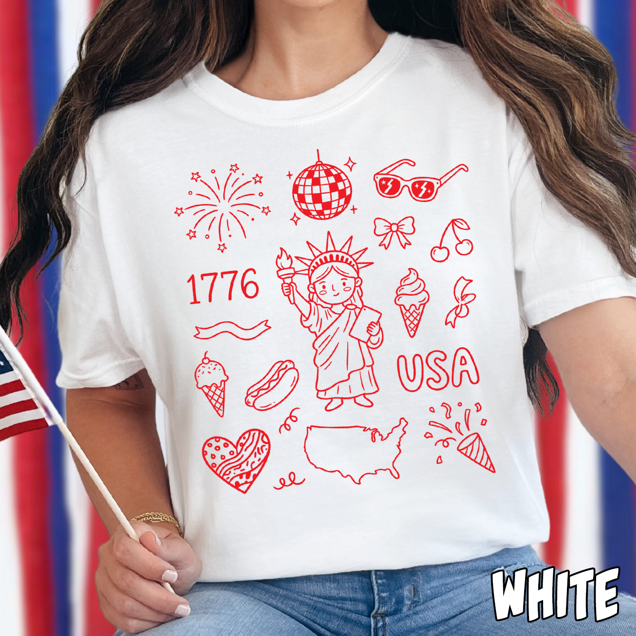 Patriotic Doodles- Single Color DTF Transfer