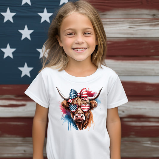 Patriotic Cow (toddler)- 7" wide DTF Transfer