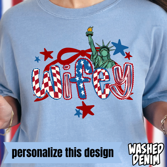 **PERSONALIZED** Patriotic Name Lady Liberty- Full Color DTF Transfer