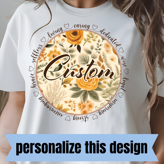 **PREORDER** Fall Floral Circle- Personalized DTF
