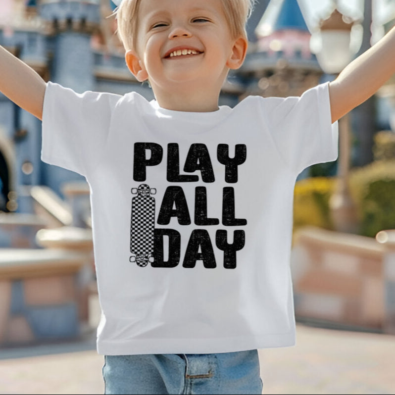 Play All Day (toddler)- Single Color (black)- 11.5" wide Plastisol Screen Print Transfer