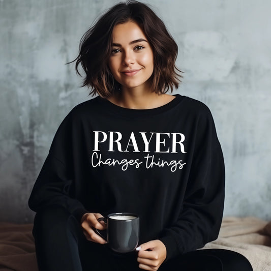 Prayer Changes Things- Single Color (white)- 11.5" wide Plastisol Screen Print Transfer
