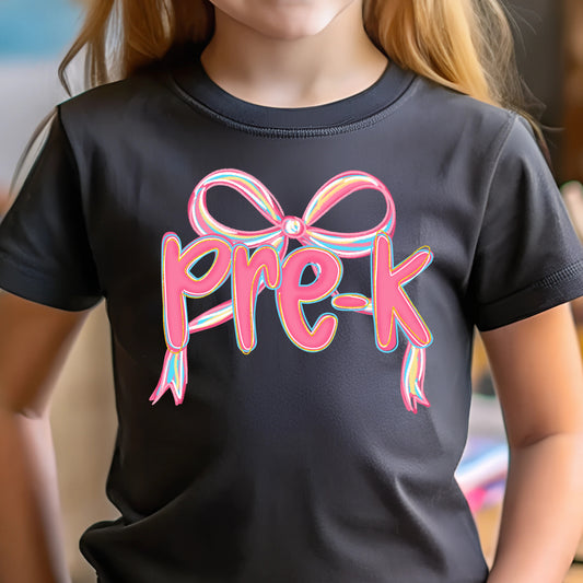 Pre-K Bow (toddler)- 7.5" wide DTF Transfer